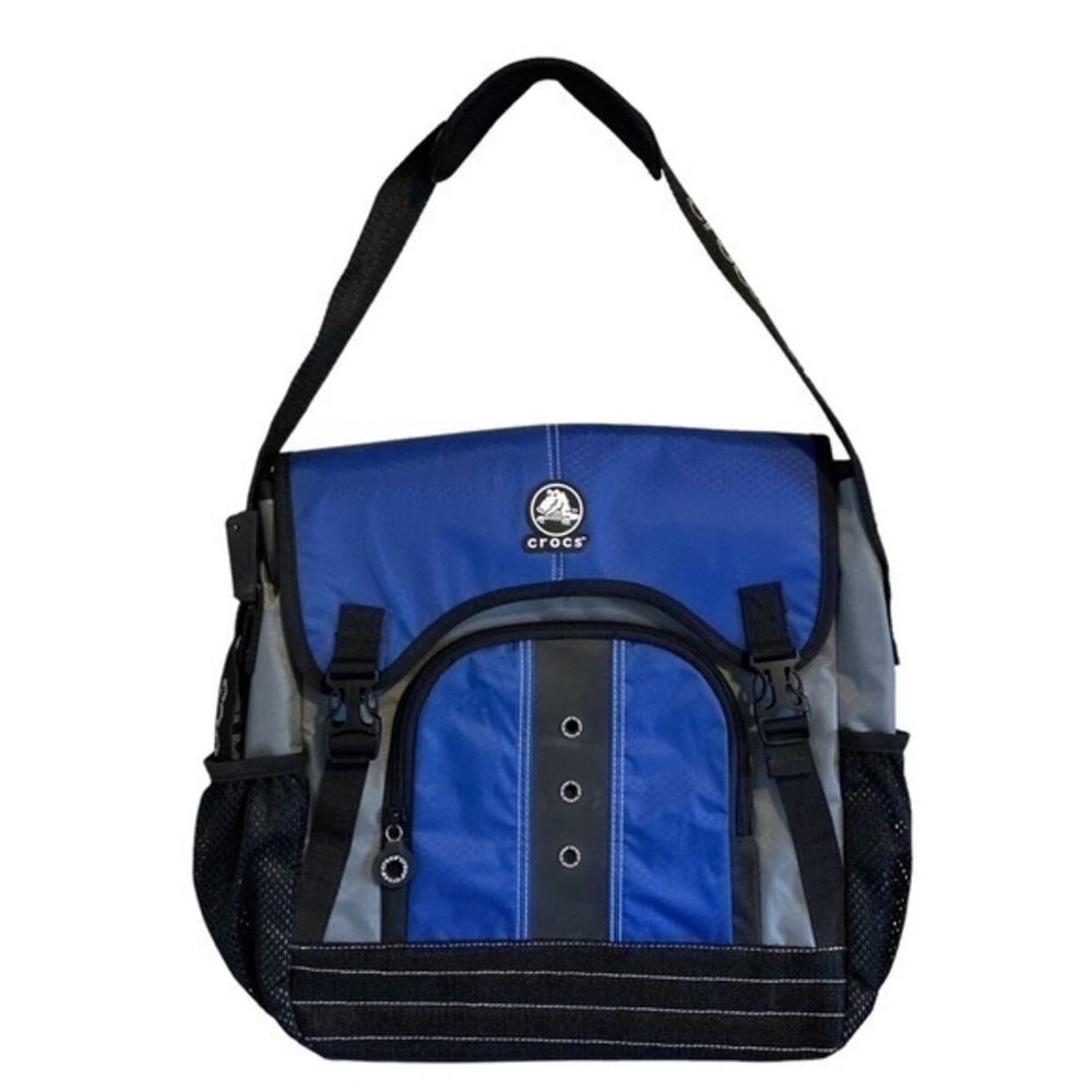 CROCS Student's UNISEX messenger shoulder school laptop bag blue and black NWOT